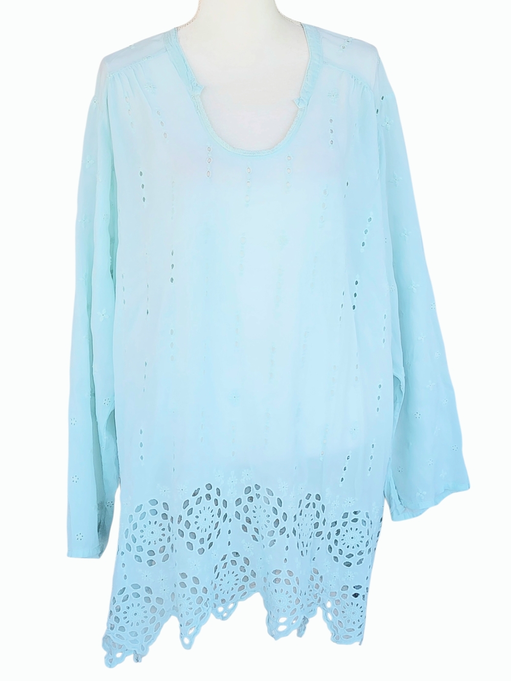 Johnny Was Embroidered Tunic in Light Blue - Picture 2 of 12
